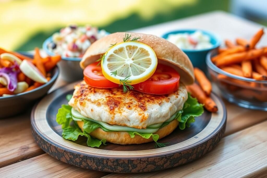 lemon dill salmon burger
